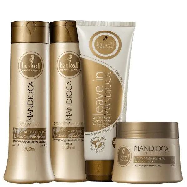 Haskell Mandioca Gama Completa (Shampoo 300ml+Condicionador 300ml+Máscara 250g+Leave In 150g)
