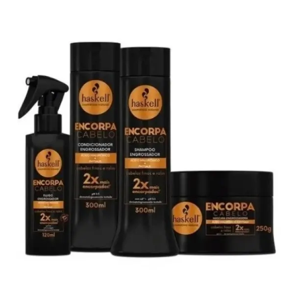 Haskell Encorpa Gama Completa (Shampoo 300ml+Condicionador 300ml+Máscara 250g+Fluido Finalizador 120ml)