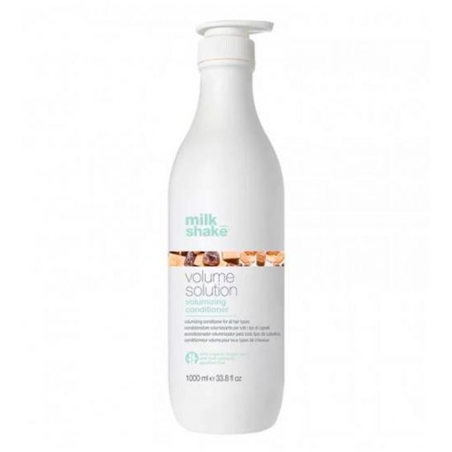 MILK SHAKE VOLUME SOLUTION CONDICIONADOR 1000MLAplicar e distribuir uniformemente no cabelo seco com uma toalha limpa. Para um maior volume, prosseguir com volume solution styling. Ingredientes Extrato de algas marinhas, sumo de aloé vera, filtro UV, proteínas de leite, pantenol, derivado da vitamina E.