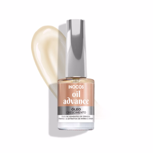 INOCOS - Óleo Potenciador de Crescimento de Unhas Óleo pro crescimento enriquecido com óleo de girassol, vitamina C & extratos de mirra Enriquecido com óleo de sementes de girassol, vitamina C & extratos de mirra e ginseng, o Óleo Pro Crescimento é perfeito para fazer as unhas crescer de forma saúdavel. Ideal para uso frequente com a Gama de Verniz Clássico e Like Gel INOCOS. Seca ao ar. Detalhes: Quantidade: 11ml Modo de uso: Aplicar na unha e massajar até que seja absorvido, uma vez por dia, durante 7-8 dias. Durante o tratamento, deixar a unha ao natural.
