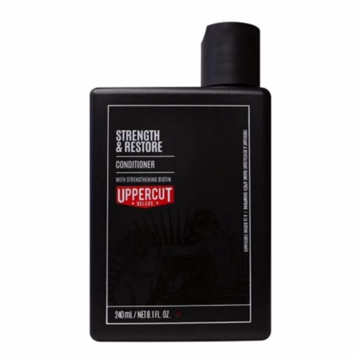 UPPERCUT - Strength & Restore Conditioner 240ml Revitalize o seu regime de cuidado capilar com o Uppercut Deluxe Strength & Restore Condicionador, uma poderosa mistura desenhada para fortalecer e rejuvenescer todos os tipos de cabelo. Este condicionador de 240ml é o seu bilhete para desbloquear a vitalidade e força naturais do seu cabelo, deixando-o nutrido, manejável e irresistivelmente suave ao toque. Infundido com uma luxuosa mistura de Mandarina, Patchouli e Especiarias, este condicionador não só fortalece e restaura o seu cabelo mas também mergulha os seus sentidos numa aroma refrescante e revigorante. Ideal para uso diário, a sua fórmula rica penetra profundamente nas fibras capilares para reparar danos, aumentar a elasticidade e prevenir a quebra, assegurando que o seu cabelo está sempre no seu melhor.