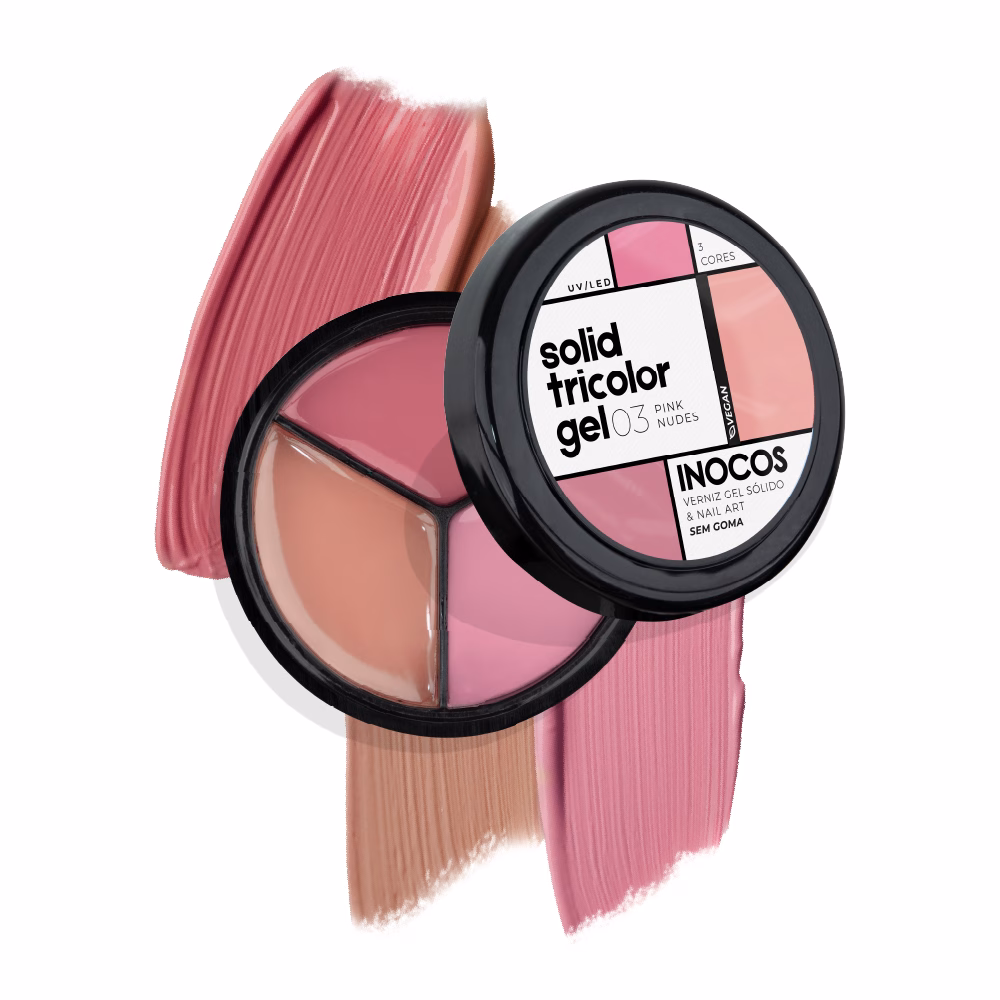 Trios de Verniz Gel Sólido de longa duração Apresentamos-te o Solid Tricolor Gel 03 Pink Nudes, um verniz gel sólido com textura cremosa de aplicação fácil, rápida e eficaz. Descobre os tons pigmentados de longa duração e aplica nas 5 unhas de uma vez. Cores Nude Panacota, Nude Rosé e Nude Pêssego.