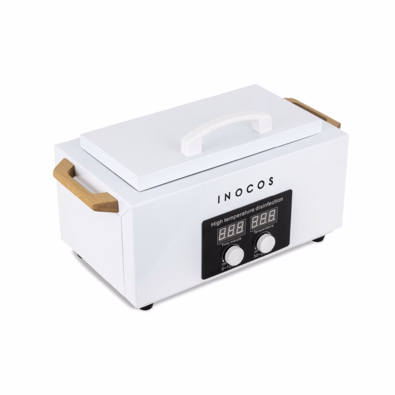 Esterilizador de Alta Temperatura esteriliza eficazmente em 60 minutos. REF. 93.04.012 O Esterilizador de Alta Temperatura é ideal para instrumentos de estética e cabeleireiro. Possui temporizador, temperatura ajustável e tabuleiro amovível. Esteriliza eficazmente em 60 minutos (a 160ºC programa recomendado) com taxa de desinfeção superior a 95%. Detalhes: 300W