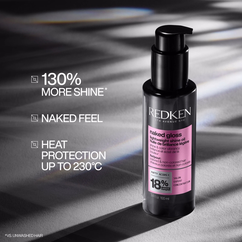 Óleo ultra-leve que proporciona brilho efeito espelho ao cabelo. A fórmula com ácidos gordos e ómega-9 ajuda a selar a cutícula, mantendo a hidratação, aumentando a suavidade e protegendo a cor. Fragrância com notas de frutos vermelhos, jasmim e baunilha. Ideal para todos os tipos de cabelo, com ou sem coloração, sem pesar e sem resíduos.