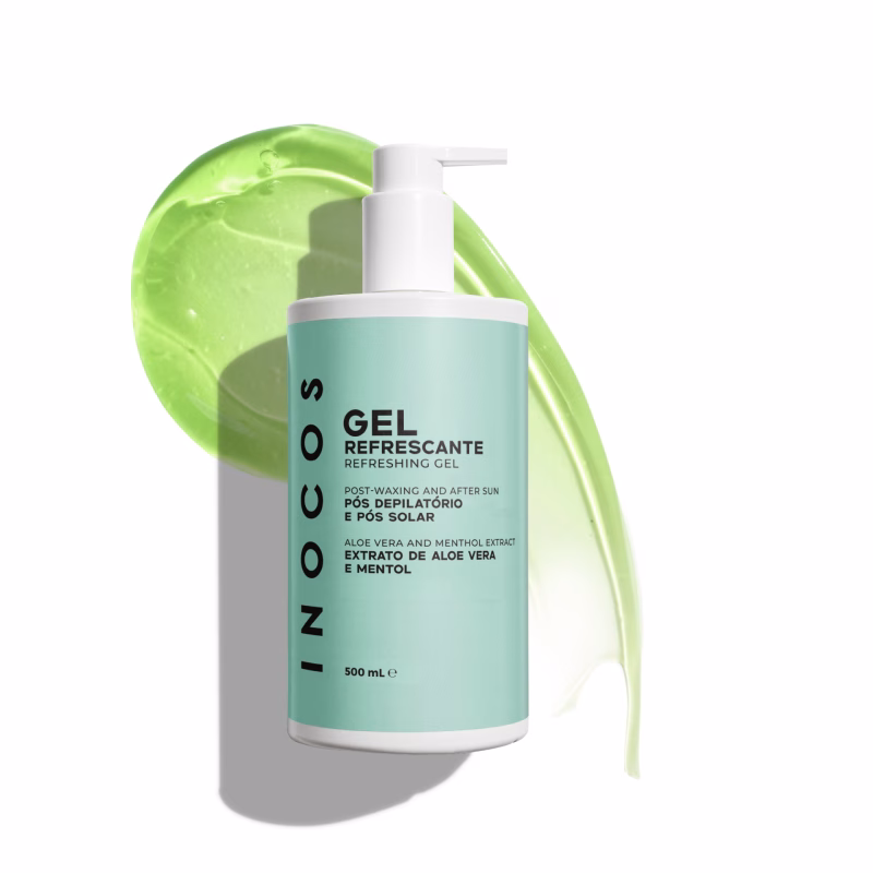 INOCOS - Gel Refrescante INOCOS Pós Depilatório O Gel Refrescante Pós Depilatório possui Extrato de Aloe Vera e Mentol REF. 91.20.047 O Gel Refrescante Pós Depilatório e Pós Solar possui extrato de aloe vera e mentol. Ideal para refrescar e hidratar a pele. Detalhes: Vegan Quantidade: 500ml
