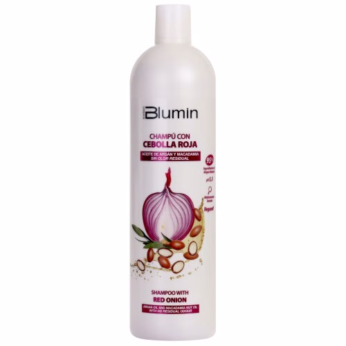 TAHE - BLUMIN SHAMPOO DE CEBOLA ROXA 1000 ML Cabelo fino com tendência oleosa O Shampoo de Cebola Roxa da Blumin Urban regula e estimula o crescimento capilar. Graças à sua formulação, pode ser usado em todos os tipos de cabelo, regulando e melhorando o crescimento capilar. Este shampoo é recomendado para cabelos devitalizados com tendência oleosa, devido ao alto teor de enxofre, vitamina C, flavonoides e óleos essenciais naturais. Os óleos incorporados no shampoo de cebola se destacam por sua alta eficácia e pela capacidade purificadora, antisséptica, antioxidante, antiirritante e estimulante do crescimento. Características deste shampoo de cebola Shampoo para uso diário. Sem odor residual.