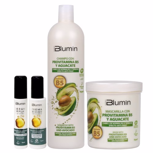 TAHE - BLUMIN PACK ABACATE E PROVITAMINA B5 SHAMPOO 1000ML+MÁSCARA 700 ML +CREME 100ML +SERUM 60ML Cabelo normal ou colorido Pacote de Reparo Intensivo com Óleo de Abacate e Provitamina B5 Recupere a saúde e a beleza do seu cabelo com o Intensive Repair Pack Avocado e Provitamina B5. Uma combinação de produtos formulados com ingredientes de origem natural que atuam em sinergia para nutrir, reparar e proteger seu cabelo em profundidade, da raiz à ponta.