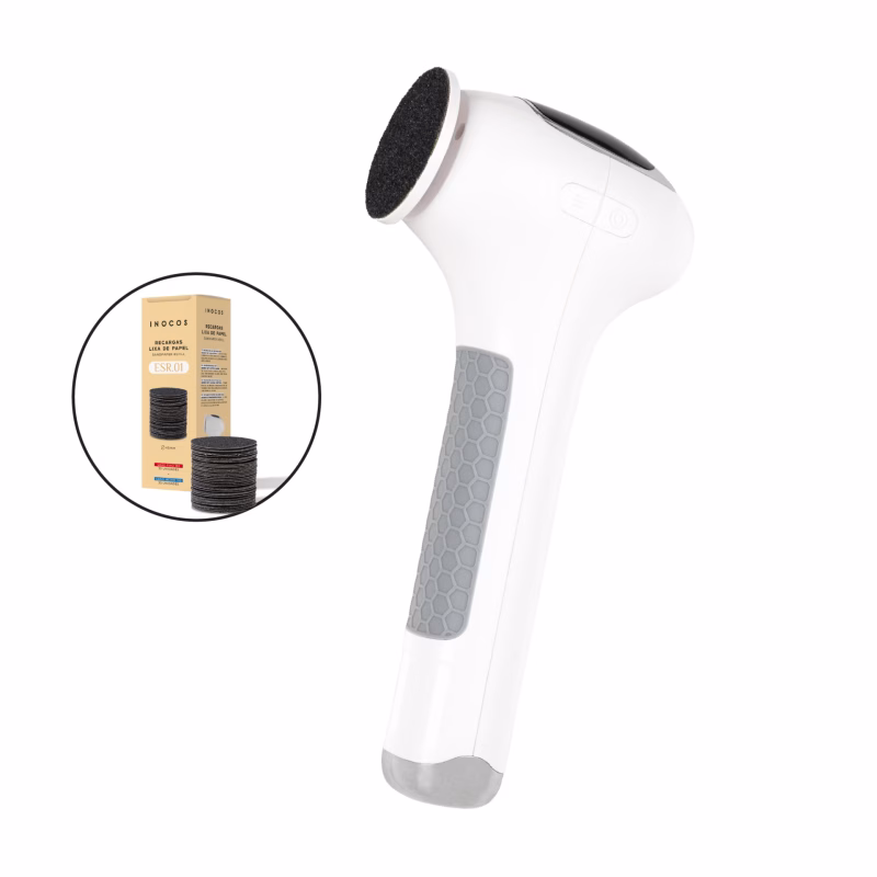 Lima Elétrica INOCOS para Pedicure REF. 93.04.030 A Lima Elétrica INOCOS para Pedicure é portátil e recarregável com entrada USB-C. Com três modos de velocidade, tem até 12h de autonomia. Inclui uma caixa de recargas de lixa de papel. Pode ser utilizada em pés secos ou húmidos, adaptando-se ao seu ritual de pedicure com total conforto e praticidade. Para garantir a segurança e durabilidade do equipamento, não deve ser submersa em água. Detalhes: Portátil e Recarregável com entrada USB-C 3 Modos de Velocidade Duplo Sentido de Rotação Rotação Máxima de 1800rpm