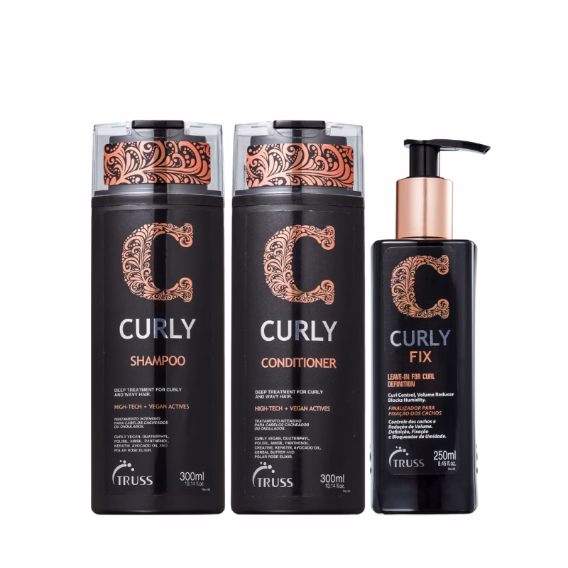 Truss Curly Shampoo 300ml+ Condicionador 300ml + Curly Fix 250ml