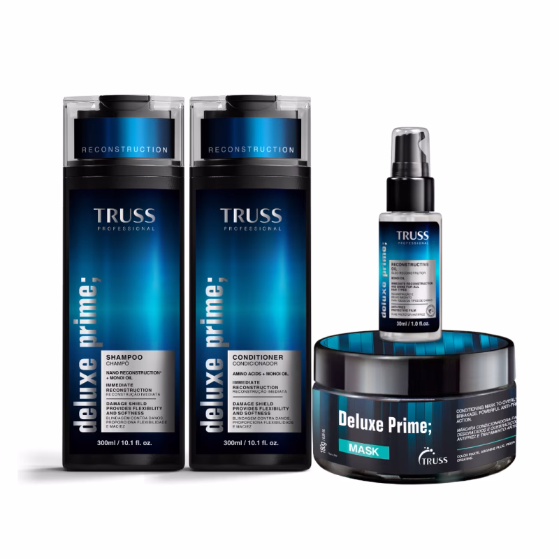 Truss Deluxe Prime Shampoo 300ml+ Condicionador 300ml + Máscara 180g + Óleo 30ml