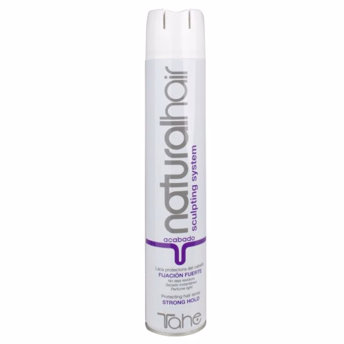 TAHE - STYLING LACA FIXAÇÃO STRONG NATURAL HAIR 400ML Sculpting system A formulação especifica da laca SCULPTING SYSTEM foi concebida especialmente para manter e conservar o aspecto natural dos seus cabelos, aportando brilho e textura. Seu uso diário nom mancha os cabelos. Elimina-se com um suave escovado. Protege o cabelo da umidade sem ressecado. Pulverize vários centímetros do cabelo para consertar o penteado.