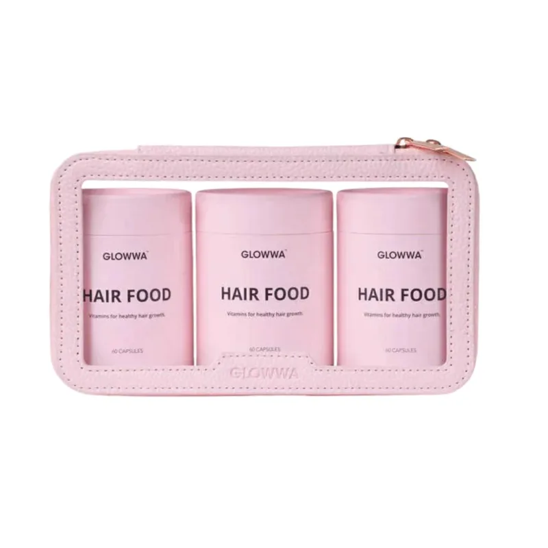 Glowwa hair food – Vitaminas para queda de cabelo 60 capsulas (Pack de 3 )
