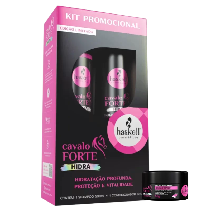 Kit HASKELL Cavalo Forte Hidra Shampoo 500ml +Condicionador 300ml + Oferta máscara 50g