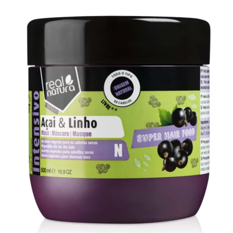 Real Natura Máscara Super Hair Food Açaí e Linho 500ml