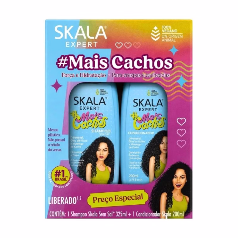 Skala Kit Shampoo 325ml + Condicionador 200ml Mais Cachos